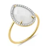 BAGUE ALMA NACRE BLANCHE ET DIAMANTS OR JAUNE
