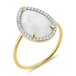 BAGUE ALMA NACRE BLANCHE ET DIAMANTS OR JAUNE