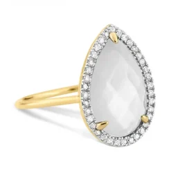 BAGUE ALMA NACRE BLANCHE ET DIAMANTS OR JAUNE