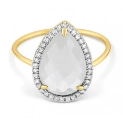 BAGUE ALMA NACRE BLANCHE ET DIAMANTS OR JAUNE