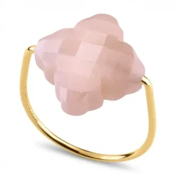 BAGUE BAROQUE OR JAUNE PIERRE DE LUNE PECHE