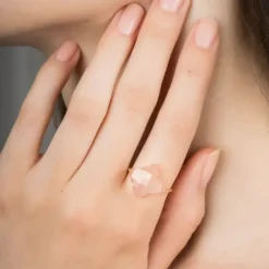 BAGUE BAROQUE OR JAUNE PIERRE DE LUNE PECHE
