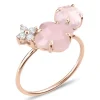 BAGUE BOUQUET OPALE ET QUARTZ ROSE + DIAMANTS OR ROSE