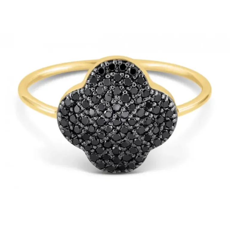 BAGUE CHANCE DIAMANTS NOIRS SERTIS OR JAUNE