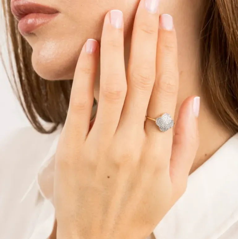 BAGUE CHANCE DIAMANTS SERTIS OR JAUNE