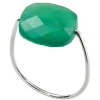 BAGUE OR BLANC COUSSIN AGATE VERTE