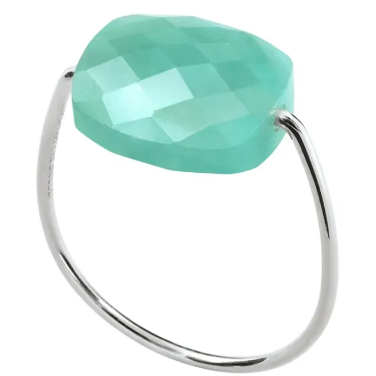 BAGUE OR BLANC COUSSIN AMAZONITE