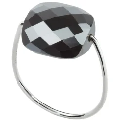 BAGUE OR BLANC COUSSIN HEMATITE