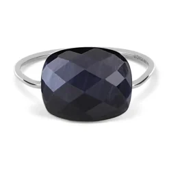 BAGUE OR BLANC COUSSIN PIETERSITE BLEUE