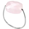 BAGUE OR BLANC COUSSIN QUARTZ ROSE POUDRE