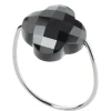 BAGUE OR BLANC TREFLE HEMATITE