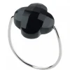 BAGUE OR BLANC TREFLE ONYX