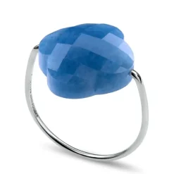 BAGUE OR BLANC TRÈFLE QUARTZ BLEU