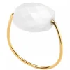 BAGUE OR JAUNE COUSSIN AGATE BLANCHE