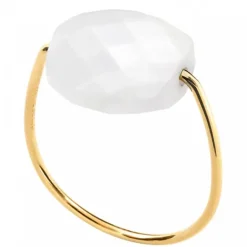BAGUE OR JAUNE COUSSIN AGATE BLANCHE
