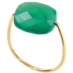 BAGUE OR JAUNE COUSSIN AGATE VERTE
