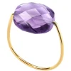 BAGUE OR JAUNE COUSSIN AMETHYSTE