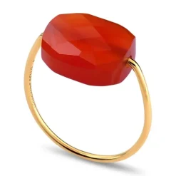 BAGUE OR JAUNE COUSSIN CORNALINE
