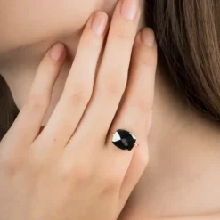 BAGUE OR JAUNE COUSSIN HEMATITE