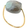 BAGUE OR JAUNE COUSSIN LABRADORITE