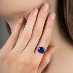 BAGUE OR JAUNE COUSSIN LAPIS LAZULI