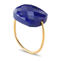 BAGUE OR JAUNE COUSSIN OVERSIZE LAPIS LAZULI