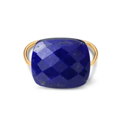 BAGUE OR JAUNE COUSSIN OVERSIZE LAPIS LAZULI