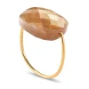 BAGUE OR JAUNE COUSSIN OVERSIZE PIERRE DE SOLEIL