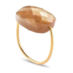 BAGUE OR JAUNE COUSSIN OVERSIZE PIERRE DE SOLEIL