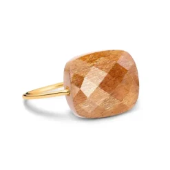 BAGUE OR JAUNE COUSSIN OVERSIZE PIERRE DE SOLEIL
