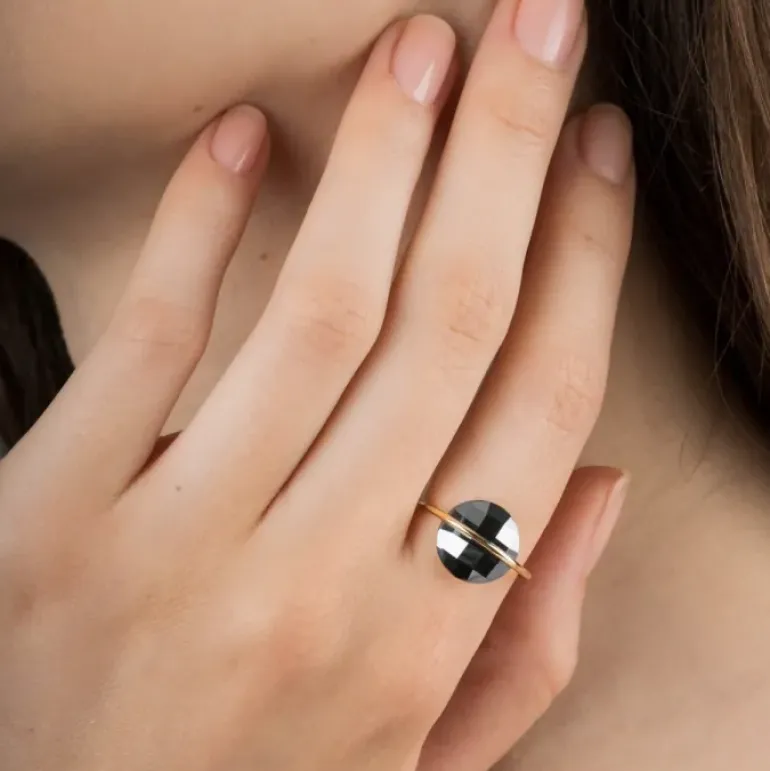 BAGUE OR JAUNE HEMATITE