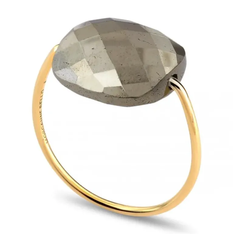 BAGUE OR JAUNE PYRITE COUSSIN