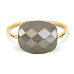 BAGUE OR JAUNE PYRITE COUSSIN