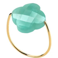 BAGUE OR JAUNE TREFLE AMAZONITE
