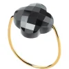 BAGUE OR JAUNE TREFLE HÉMATITE