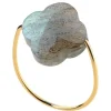 BAGUE OR JAUNE TREFLE LABRADORITE