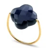 BAGUE OR JAUNE TREFLE LABRADORITE NOIRE