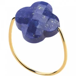 BAGUE OR JAUNE TREFLE LAPIS LAZULI