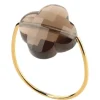 BAGUE OR JAUNE TREFLE QUARTZ FUMÉ