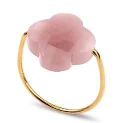 BAGUE OR JAUNE TREFLE QUARTZ GUAVA