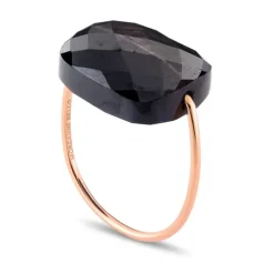 BAGUE OR ROSE COUSSIN OVERSIZE PIERRE DE LUNE HYPERSTENE