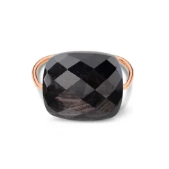 BAGUE OR ROSE COUSSIN OVERSIZE PIERRE DE LUNE HYPERSTENE