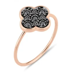 BAGUE SERTI DIAMANTS NOIRS OR ROSE