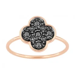 BAGUE SERTI DIAMANTS NOIRS OR ROSE