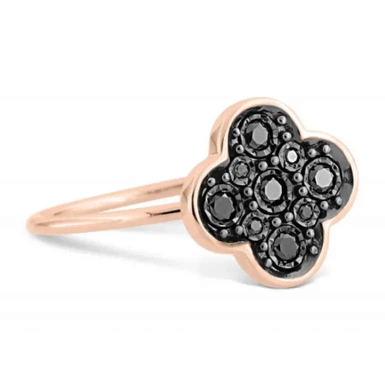 BAGUE SERTI DIAMANTS NOIRS OR ROSE