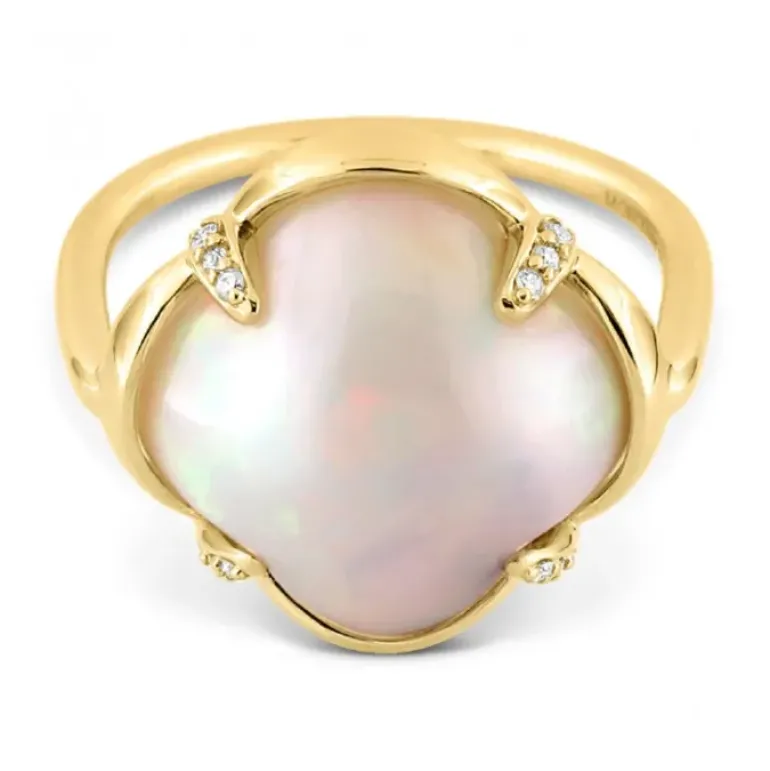 BAGUE SONGE OPALE ETHIOPIENNE + DIAMANTS OR JAUNE