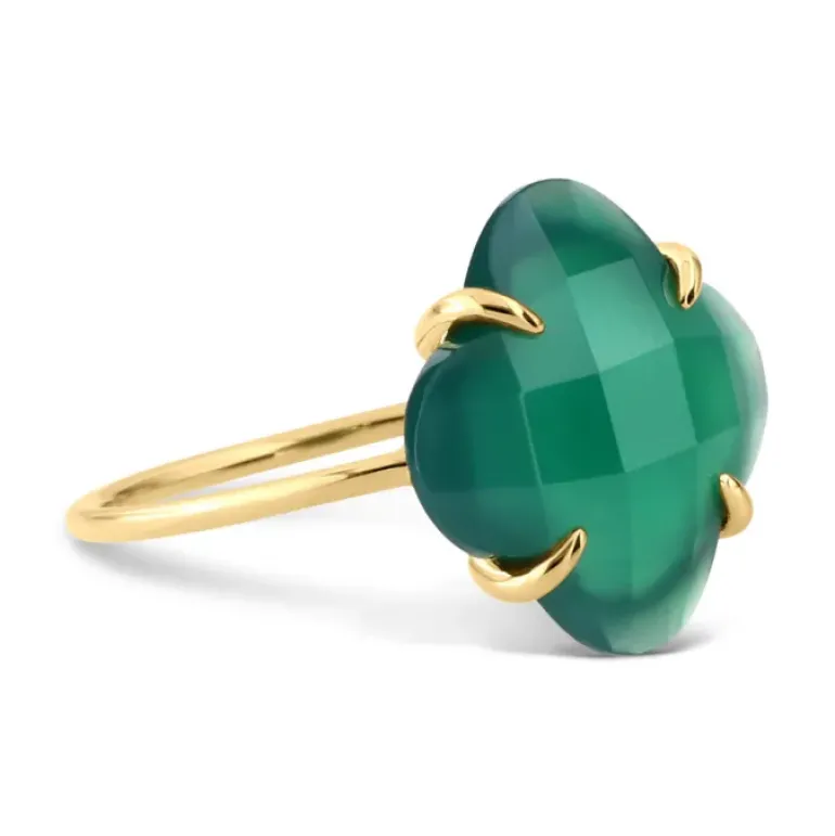 BAGUE VICTORIA AGATE VERTE OR JAUNE