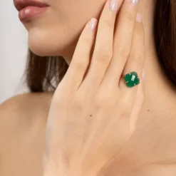 BAGUE VICTORIA AGATE VERTE OR JAUNE