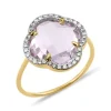 BAGUE VICTORIA DIAMANTS AMETHYSTE ROSE + DIAMANTS OR JAUNE