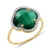 BAGUE VICTORIA DIAMANTS AGATE VERTE + DIAMANTS OR JAUNE